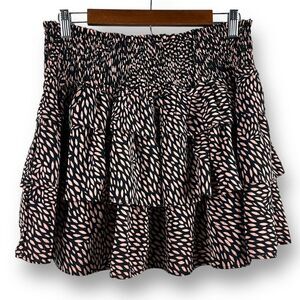 Who What Wear‎ black and peach print tiered skirt NWT size L